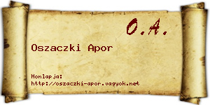 Oszaczki Apor névjegykártya